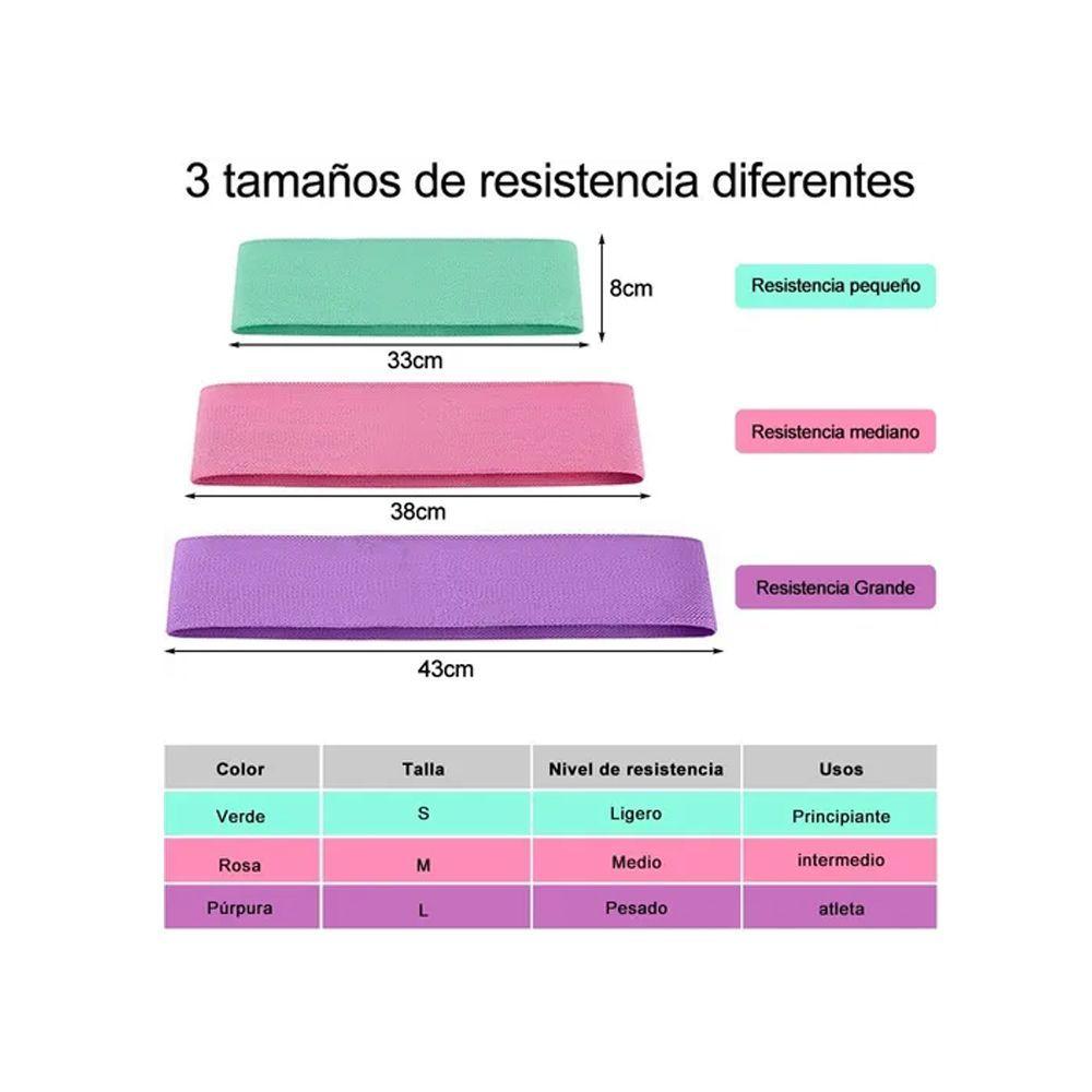 Set 3 Bandas Resistencia Ejercicio Antideslizante Welife-7