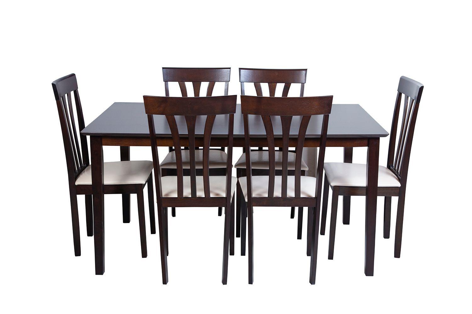 JUEGO DE COMEDOR MADERA COLOR CHOCOLATE 6 SILLAS-1