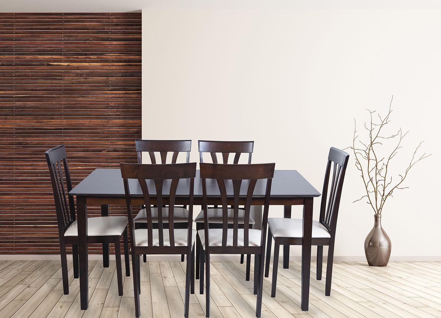 JUEGO DE COMEDOR MADERA COLOR CHOCOLATE 6 SILLAS-2