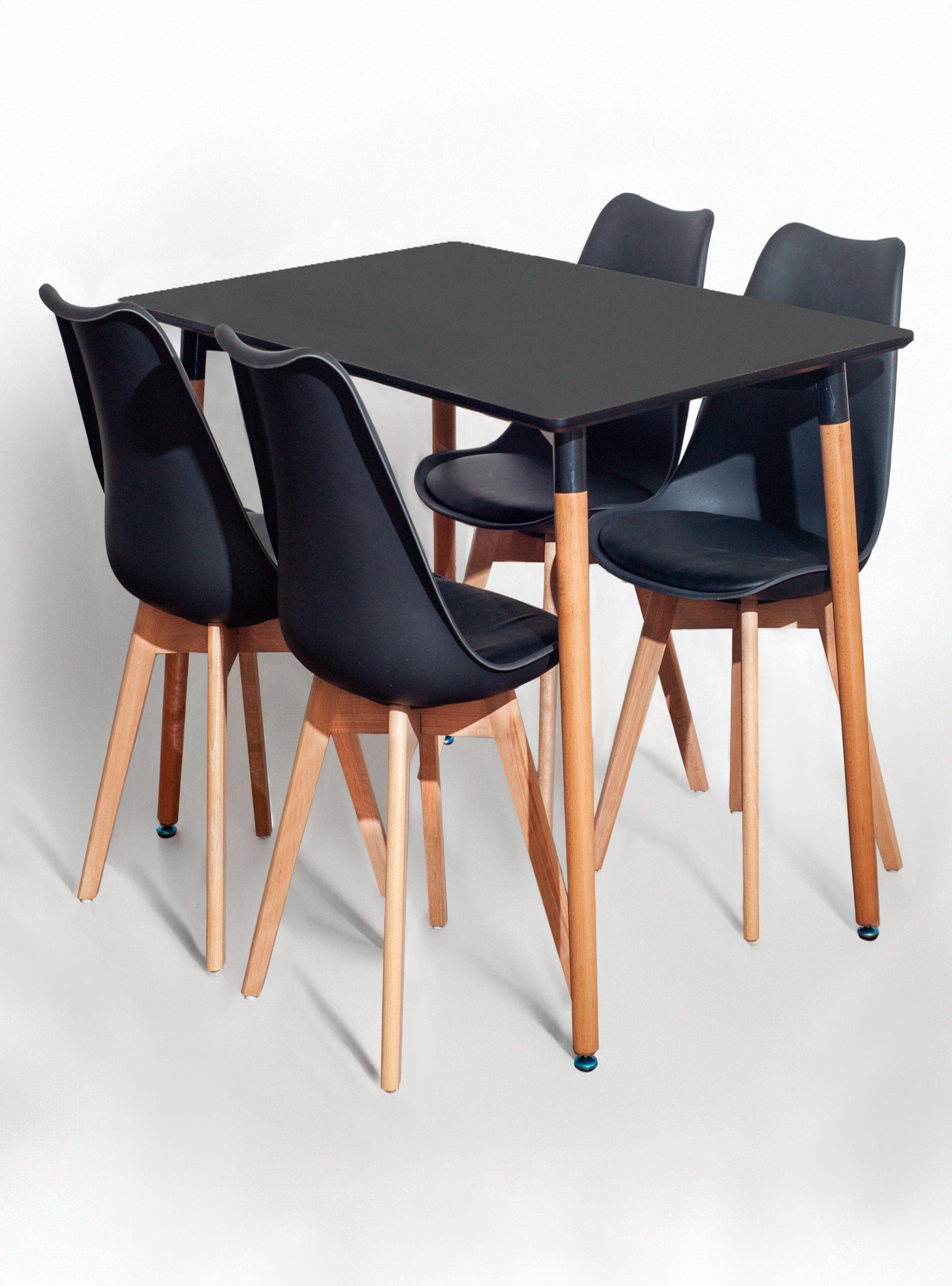 Comedor 4 sillas modelo Alberta color negro-2