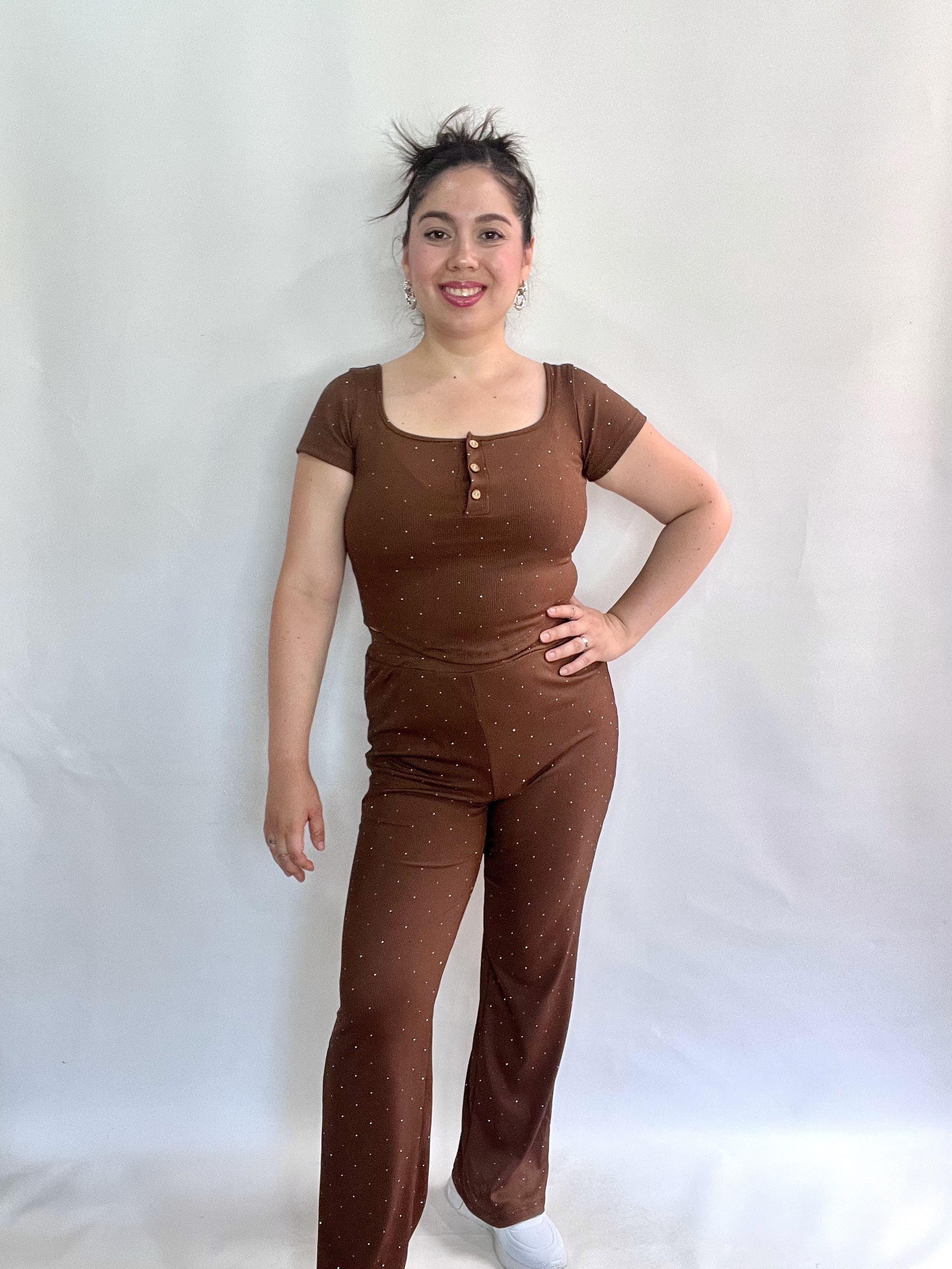 Conjunto Mujer Brillos Caf-5