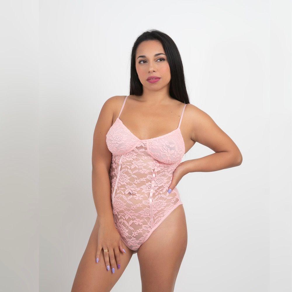 Body Encaje Transparencia Rosado-0
