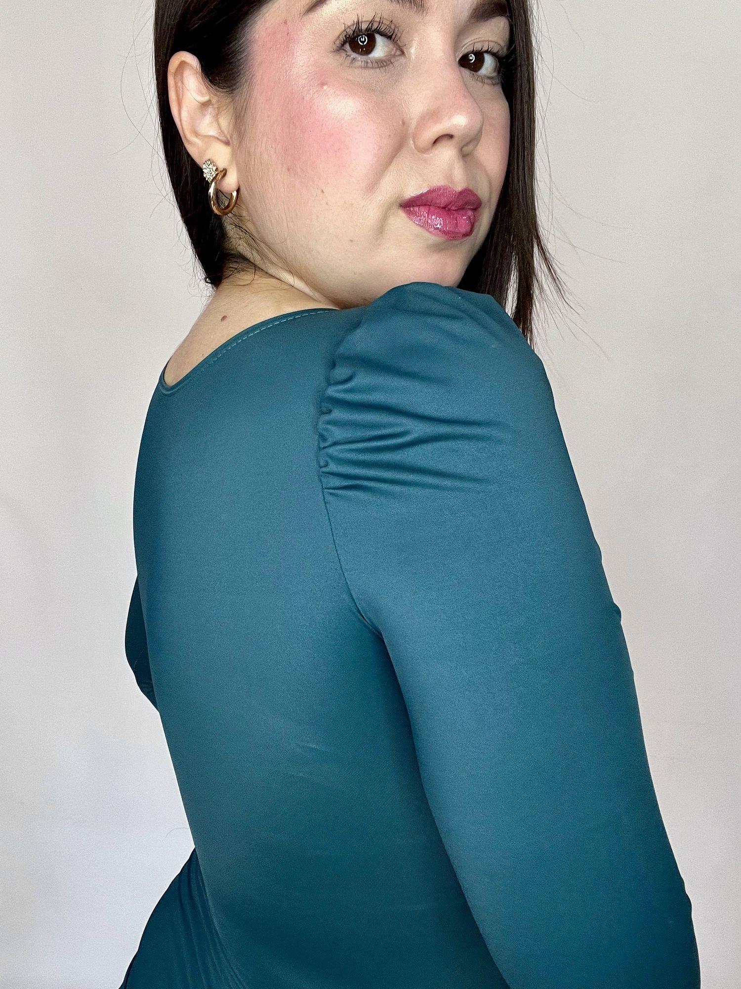 Body Escote Cuadrado Princesa Verde Esmeralda-3