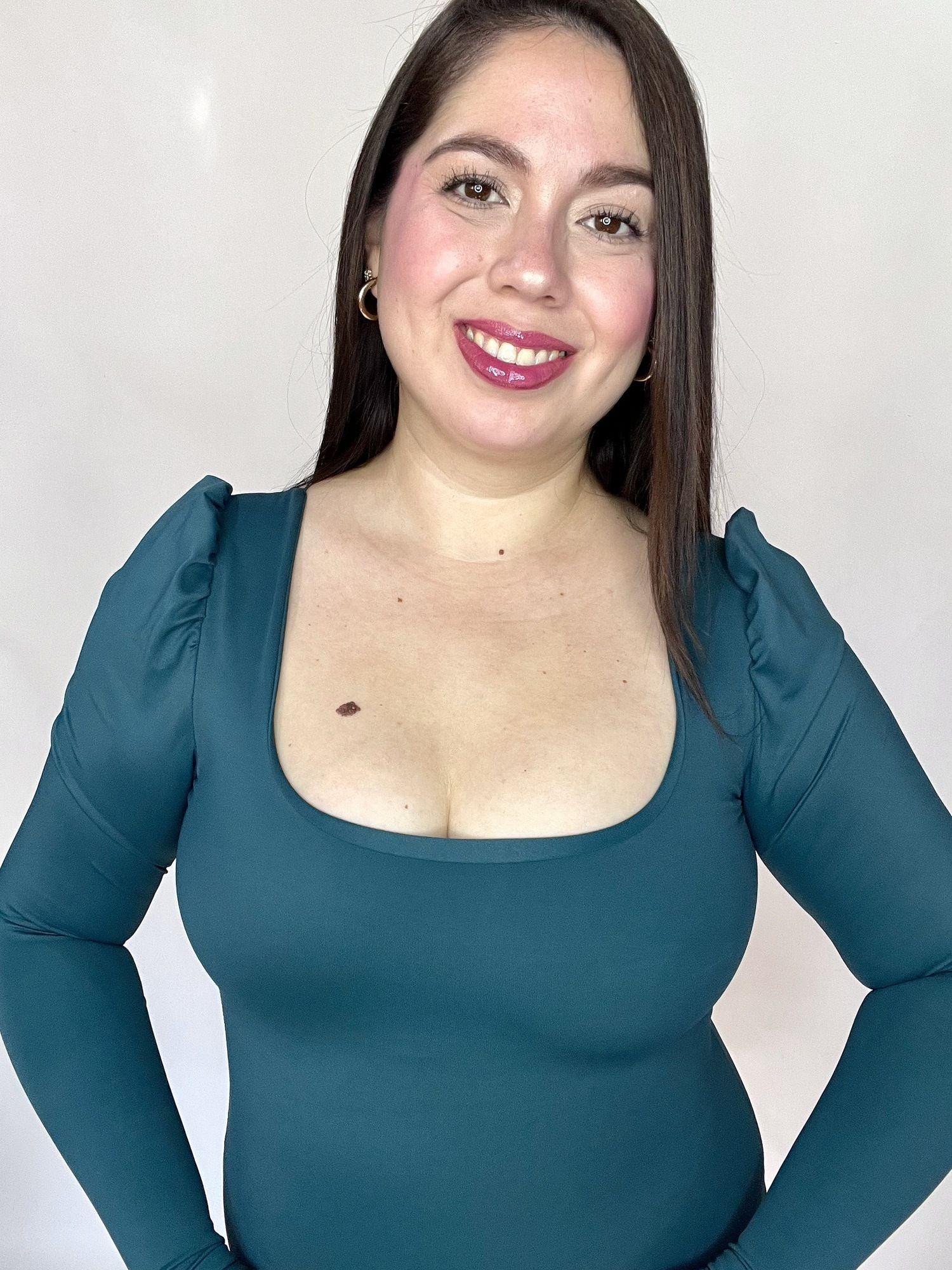 Body Escote Cuadrado Princesa Verde Esmeralda-7