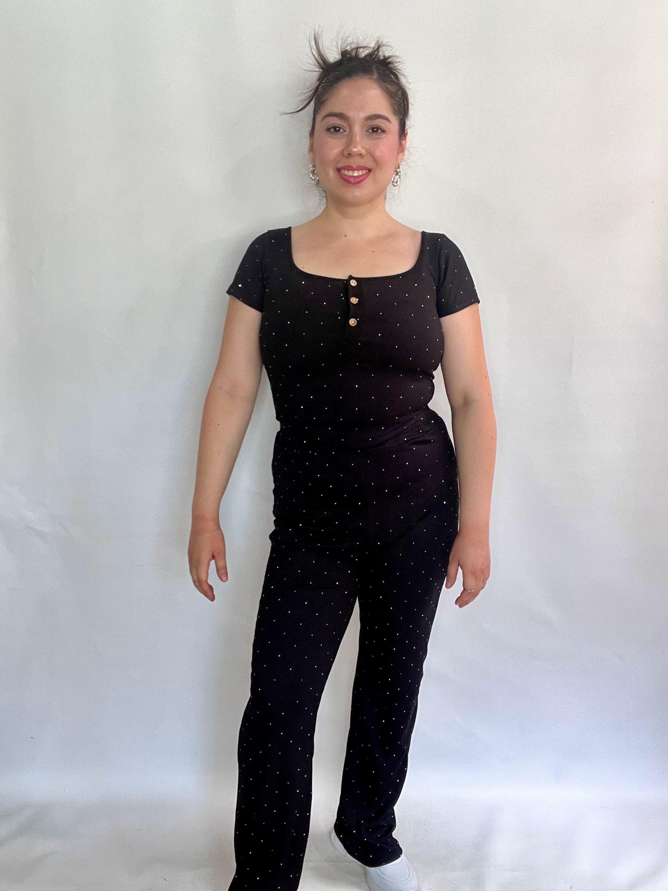 Conjunto Mujer Brillos Negro-3