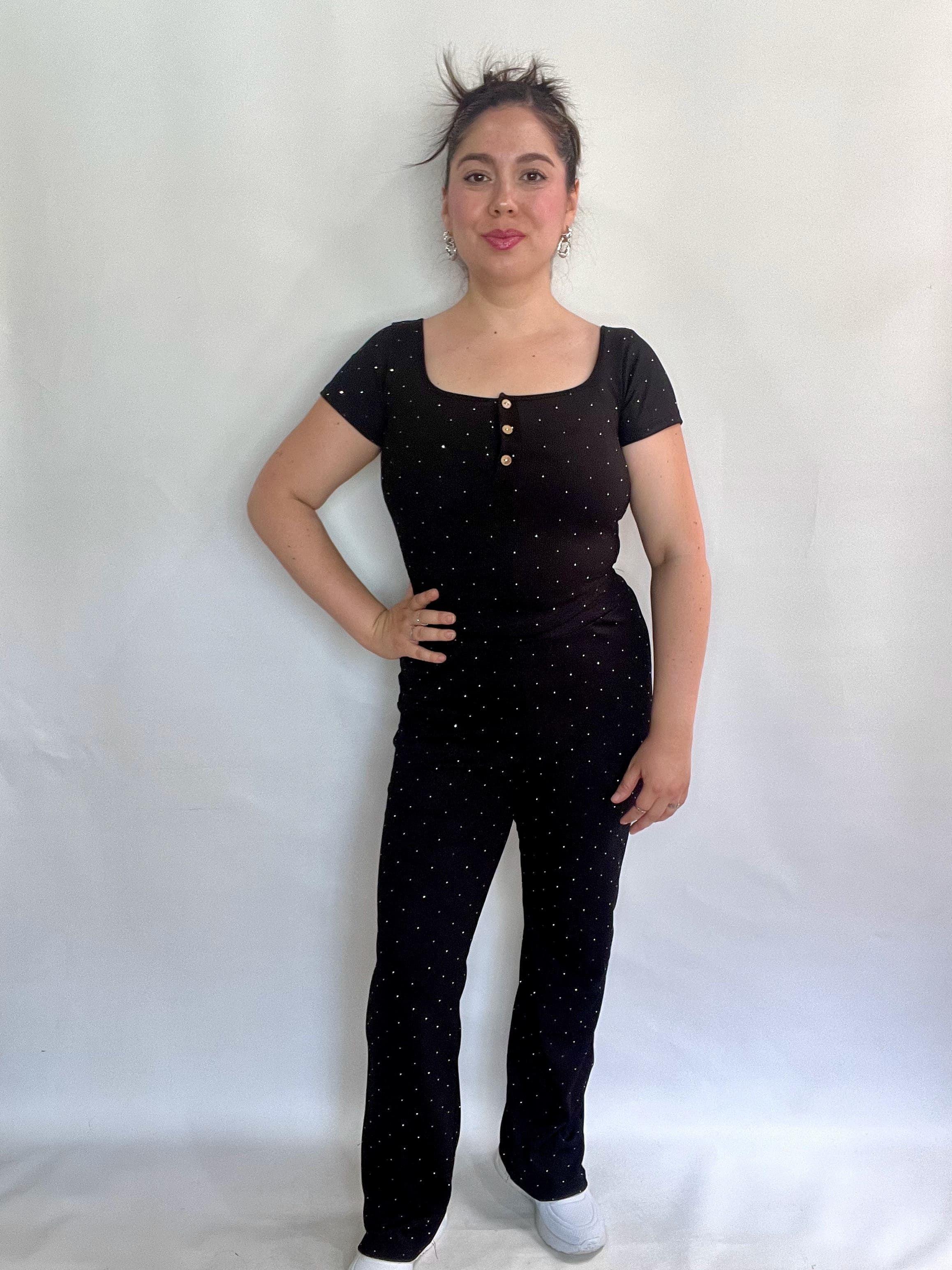 Conjunto Mujer Brillos Negro-4