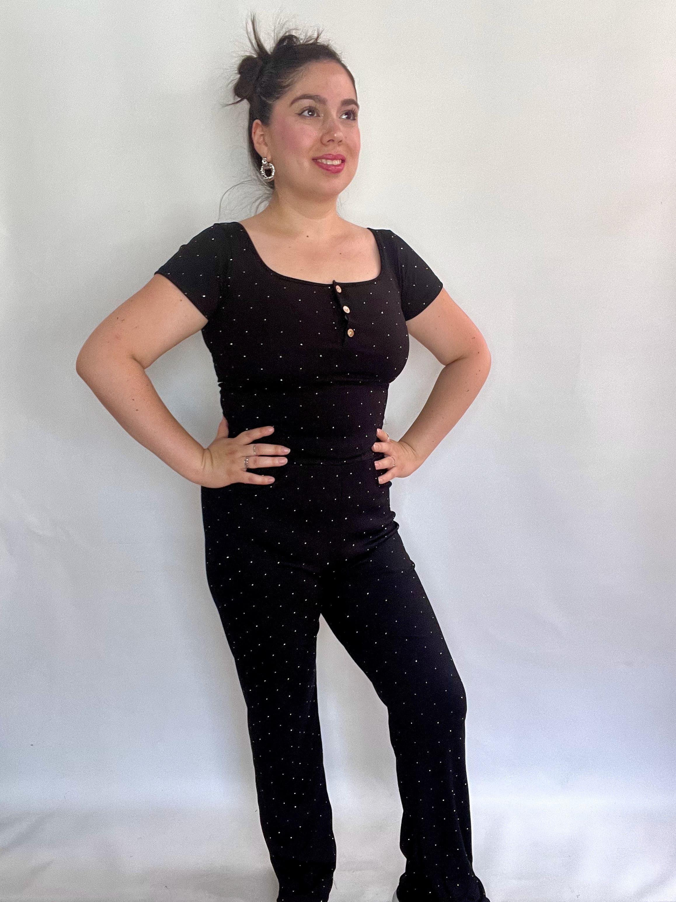 Conjunto Mujer Brillos Negro-5