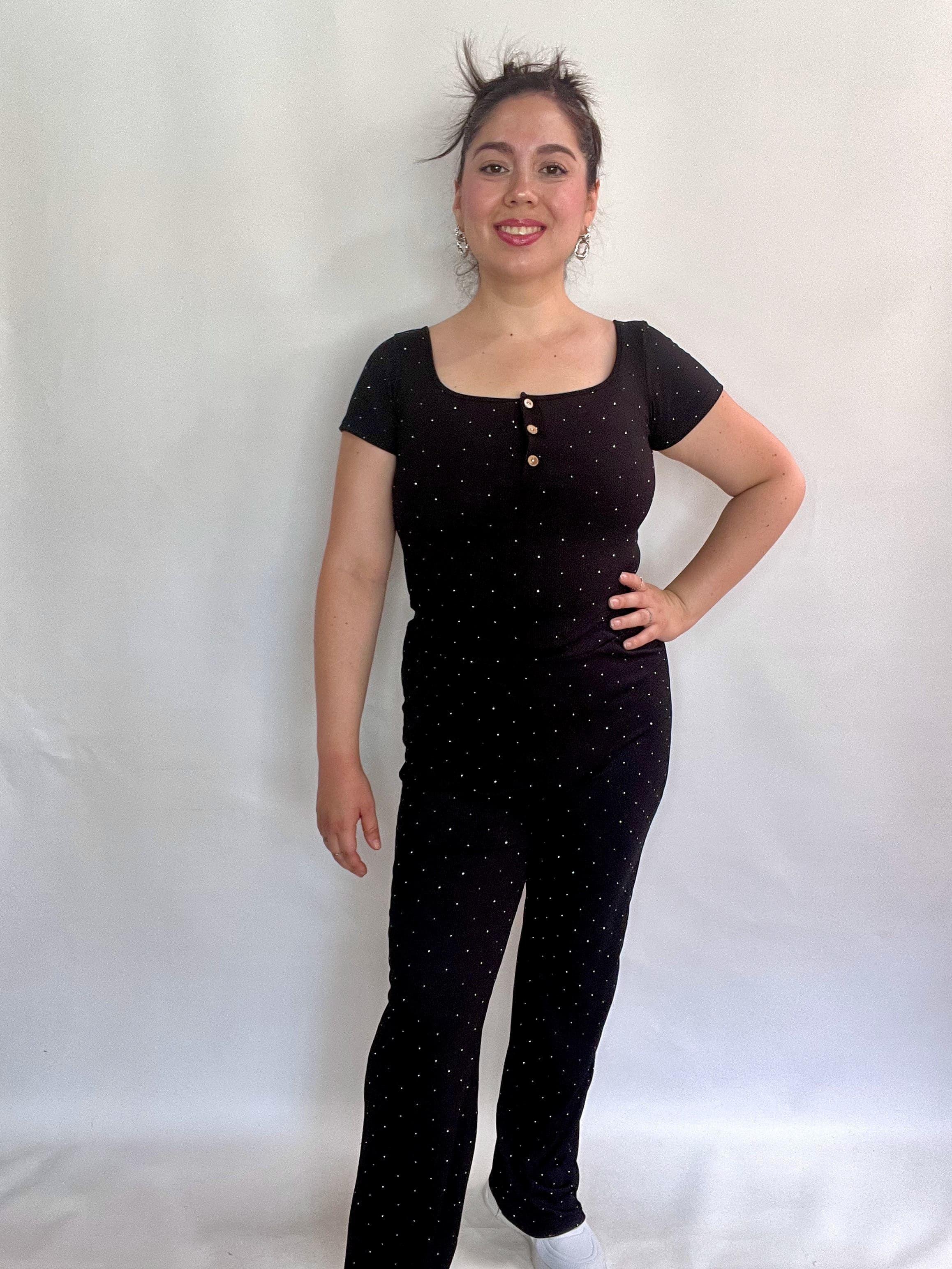 Conjunto Mujer Brillos Negro-7