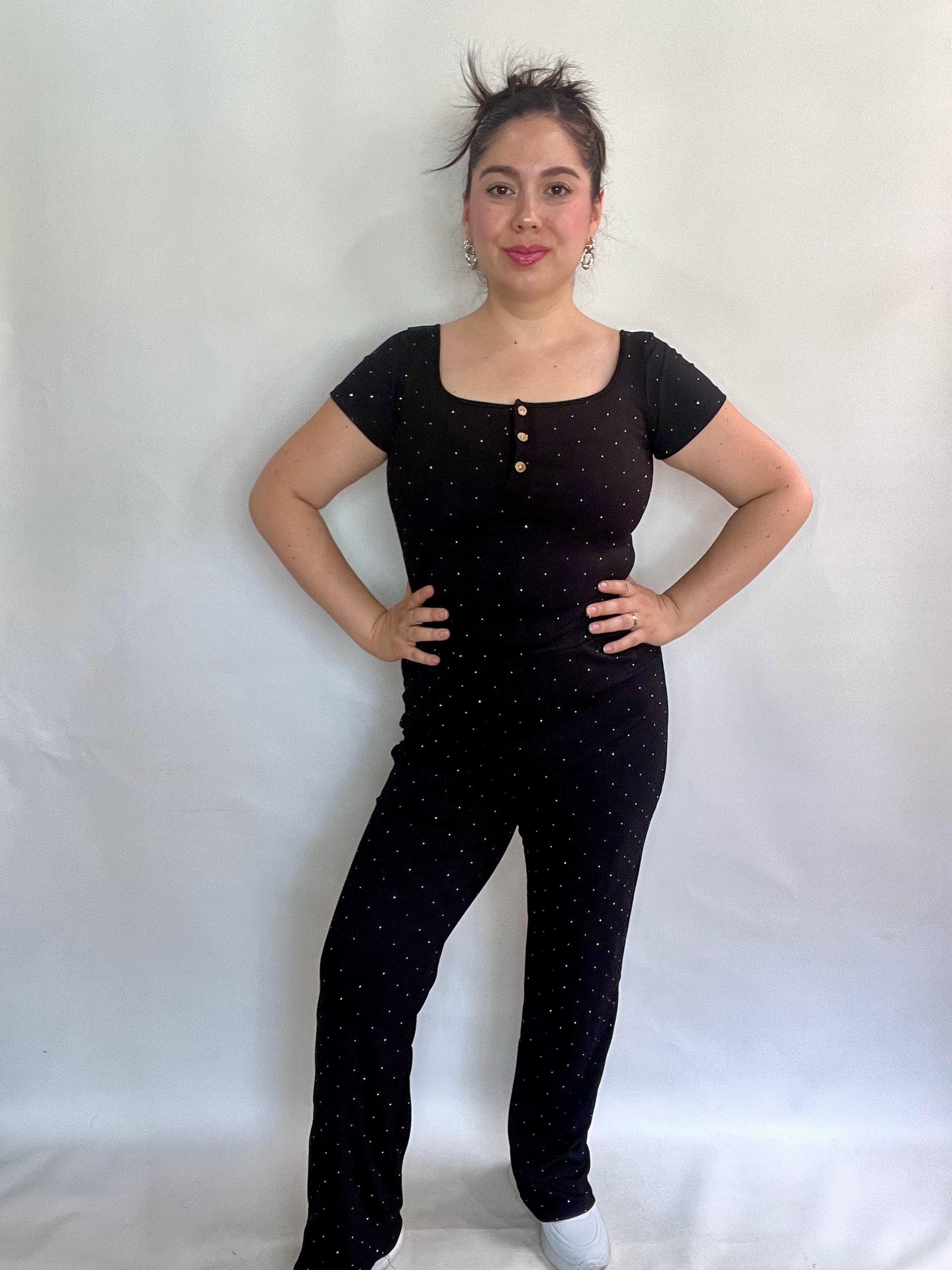 Conjunto Mujer Brillos Negro-8