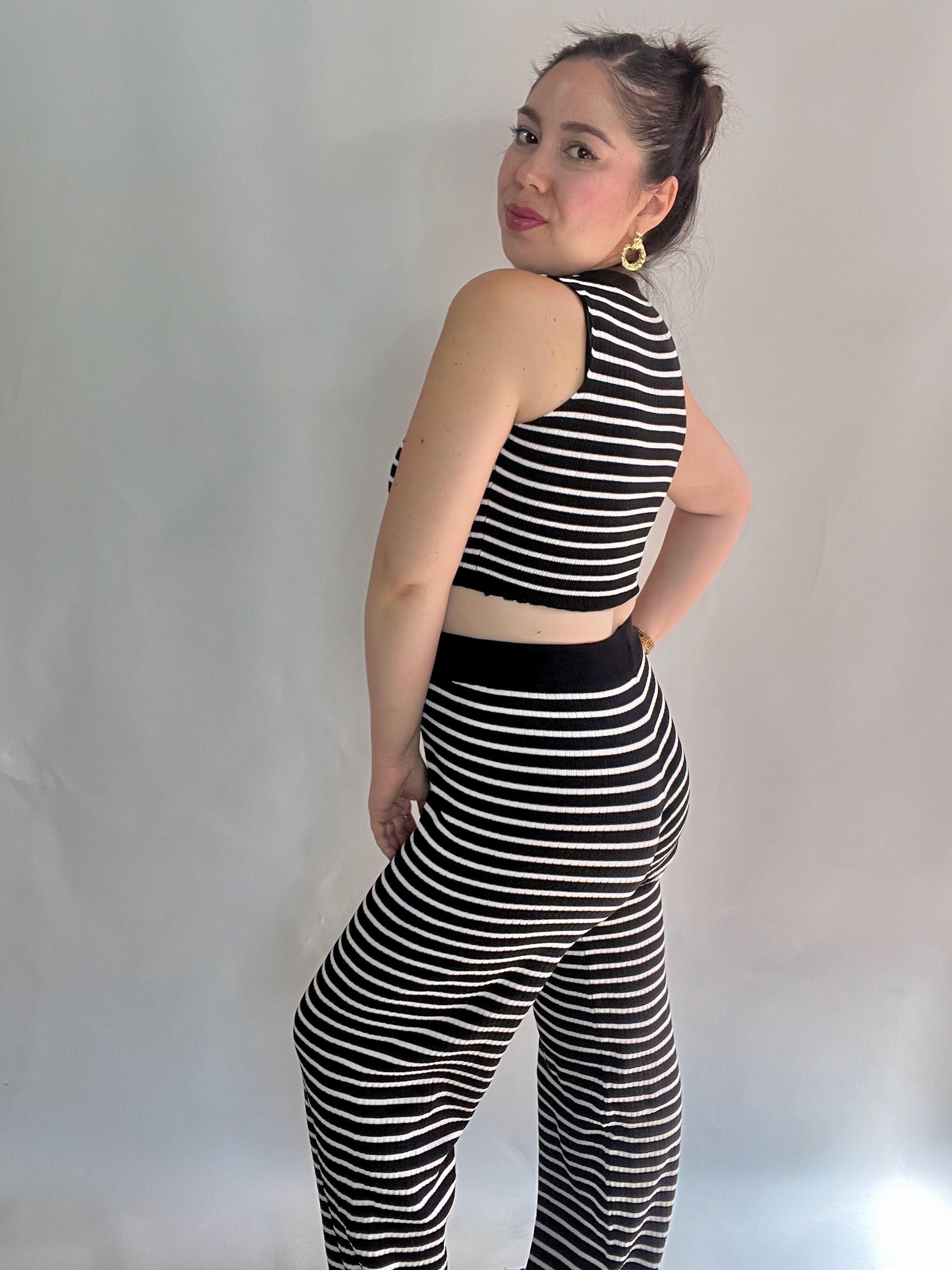 Conjunto Mujer Rayas Negro Blanco-3