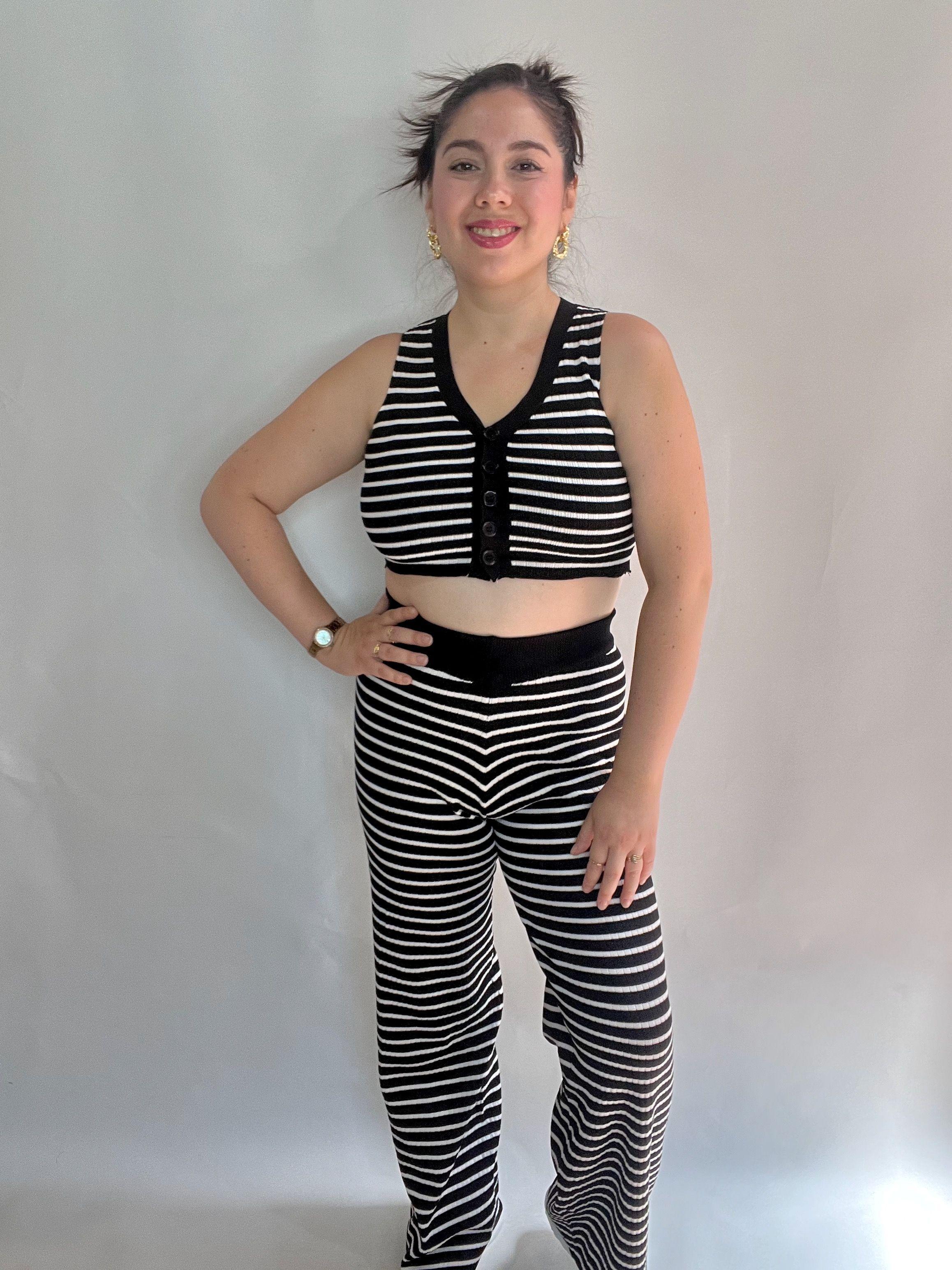 Conjunto Mujer Rayas Negro Blanco-4
