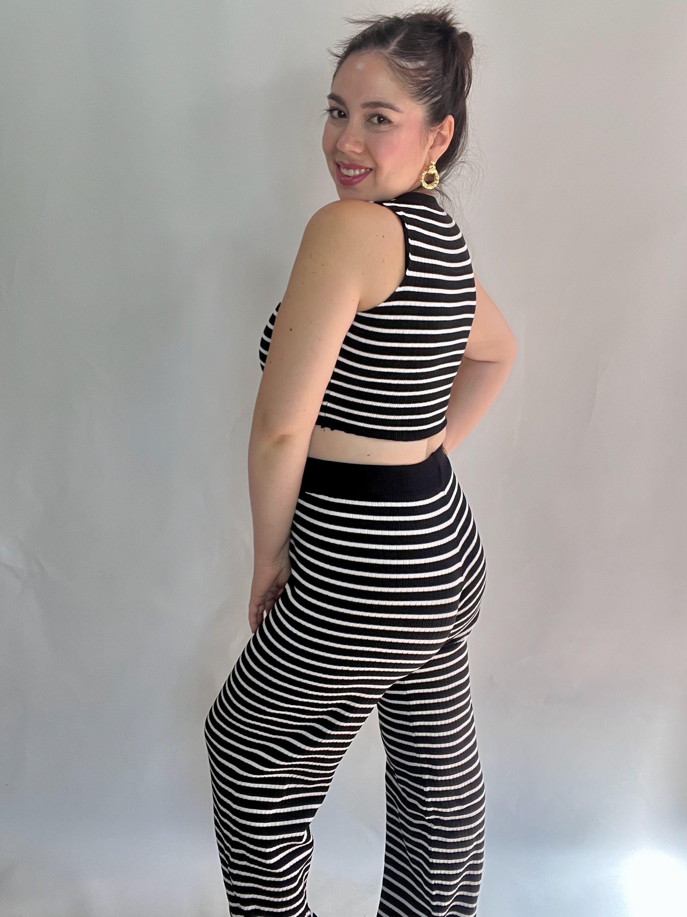 Conjunto Mujer Rayas Negro Blanco-5