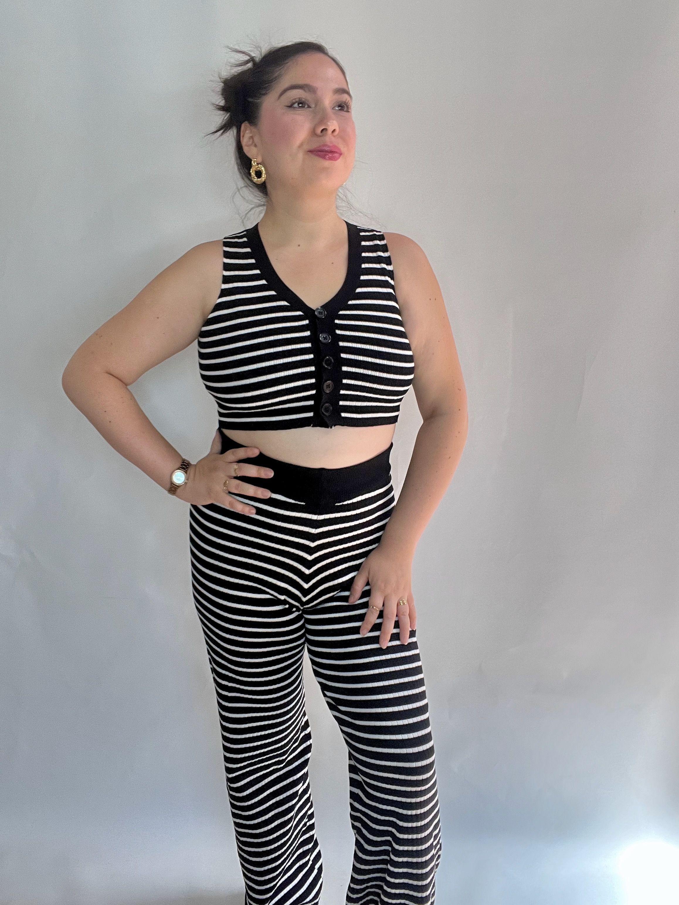 Conjunto Mujer Rayas Negro Blanco-6