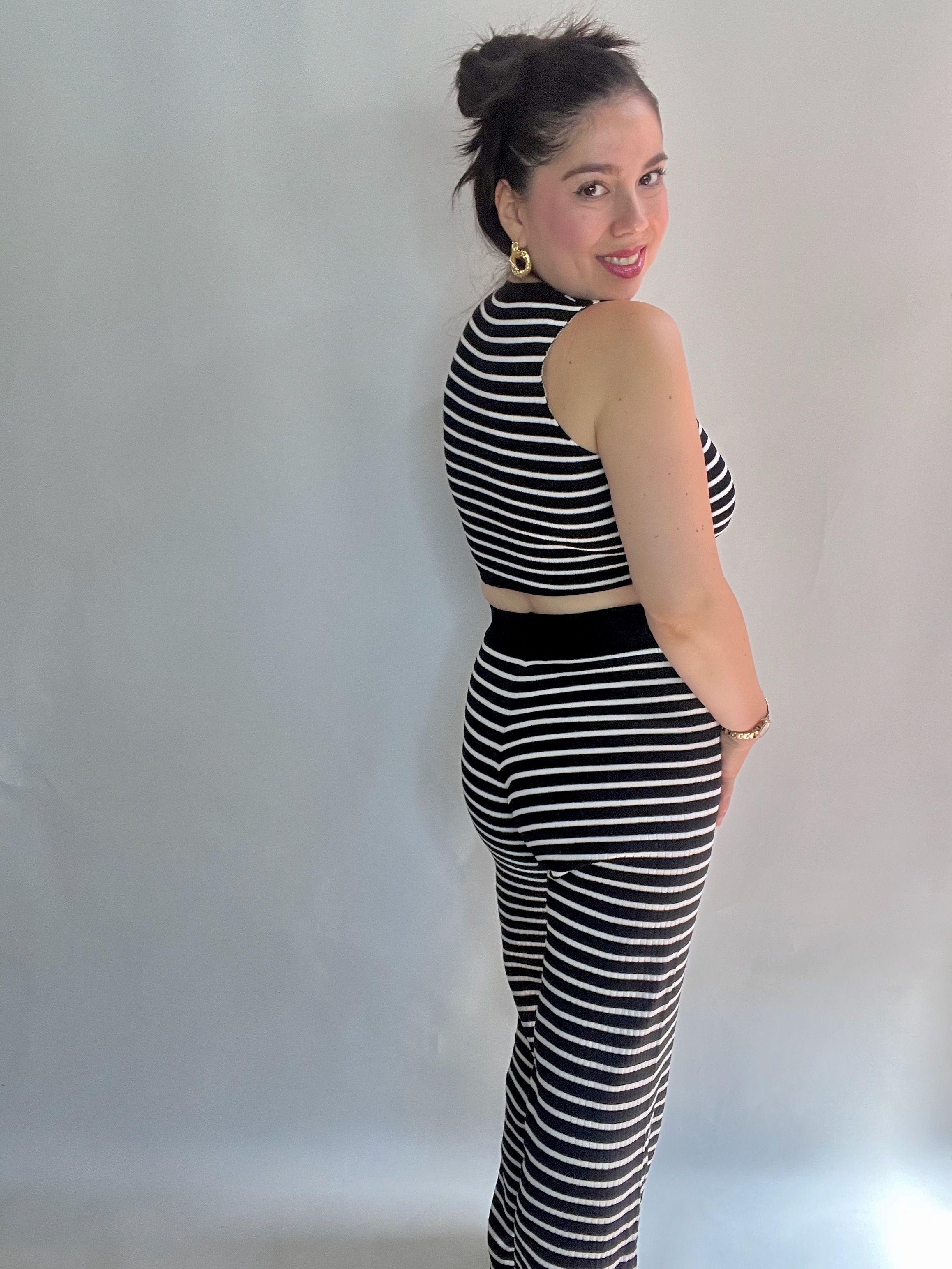 Conjunto Mujer Rayas Negro Blanco-7