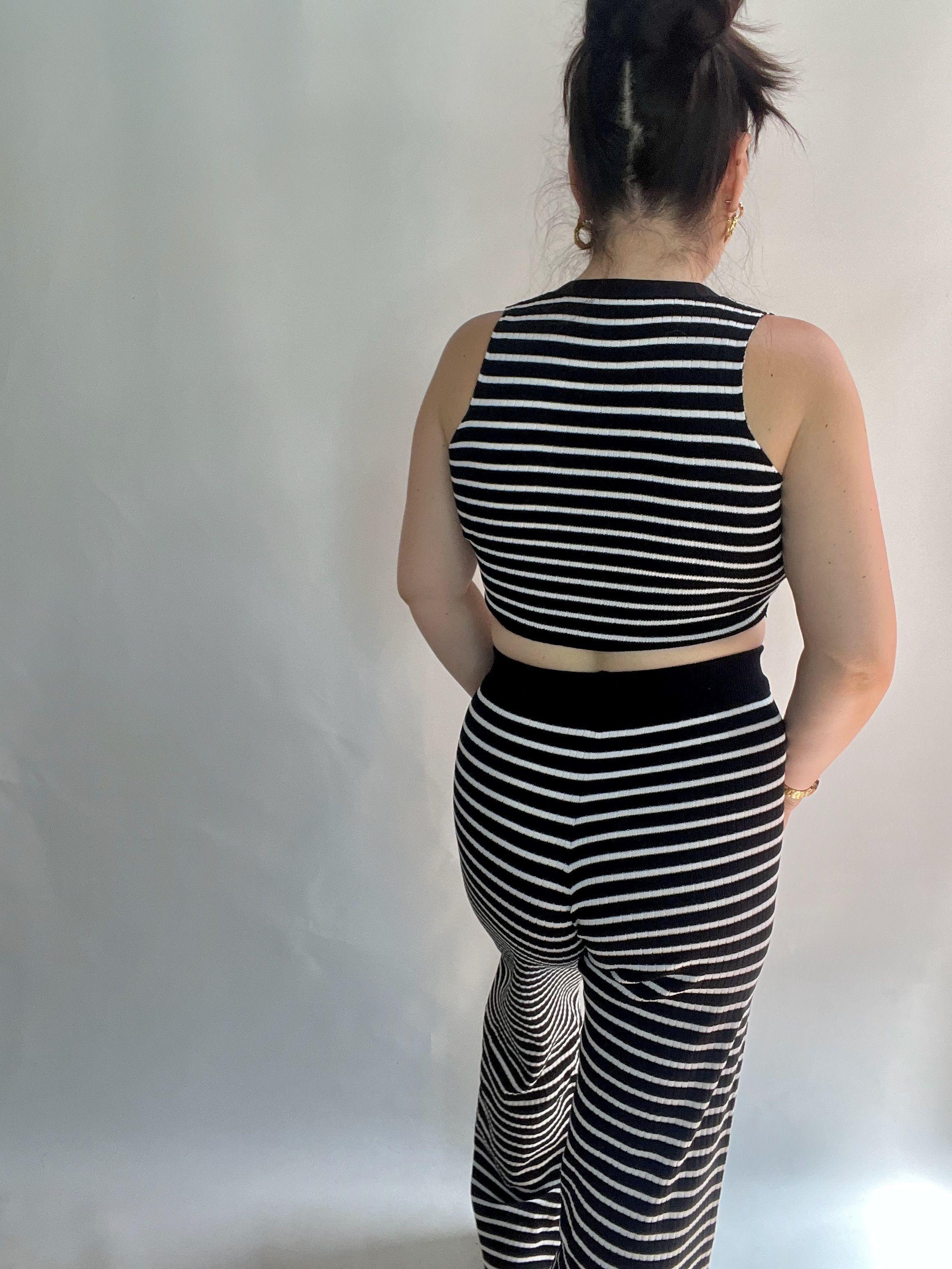 Conjunto Mujer Rayas Negro Blanco-8