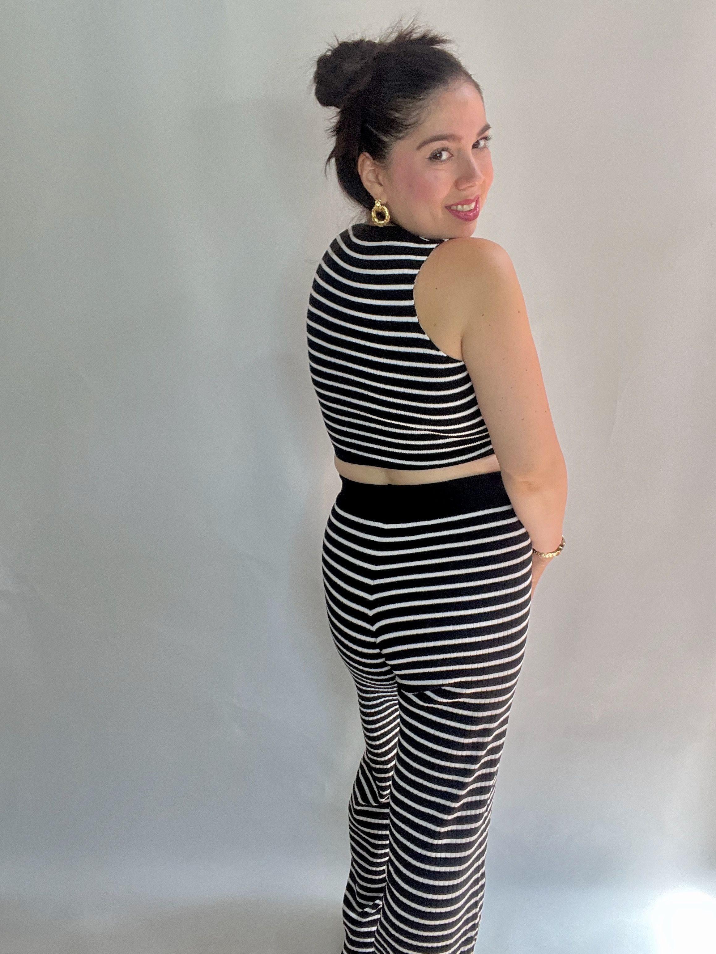 Conjunto Mujer Rayas Negro Blanco-9