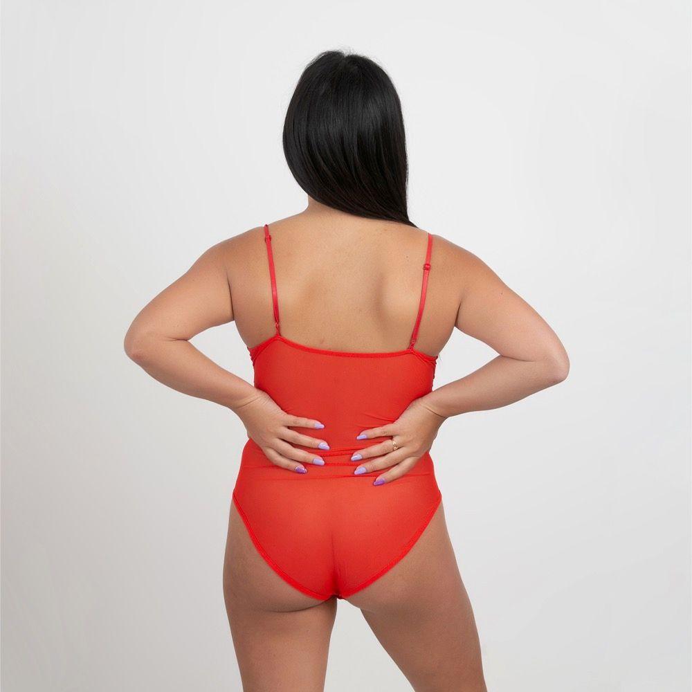 Body Encaje Transparencia Rojo-2