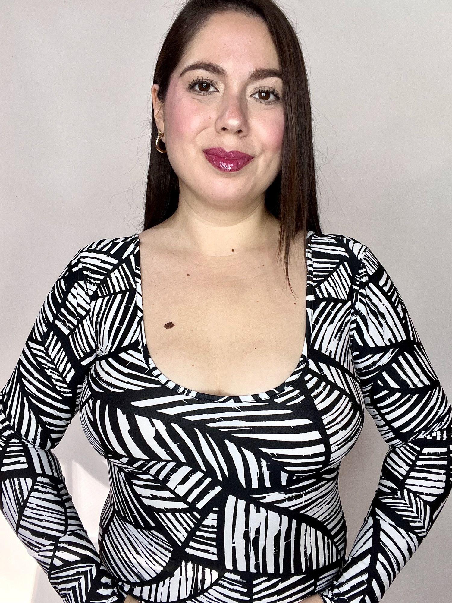 Body Escote Redondo Blanco Negro-8