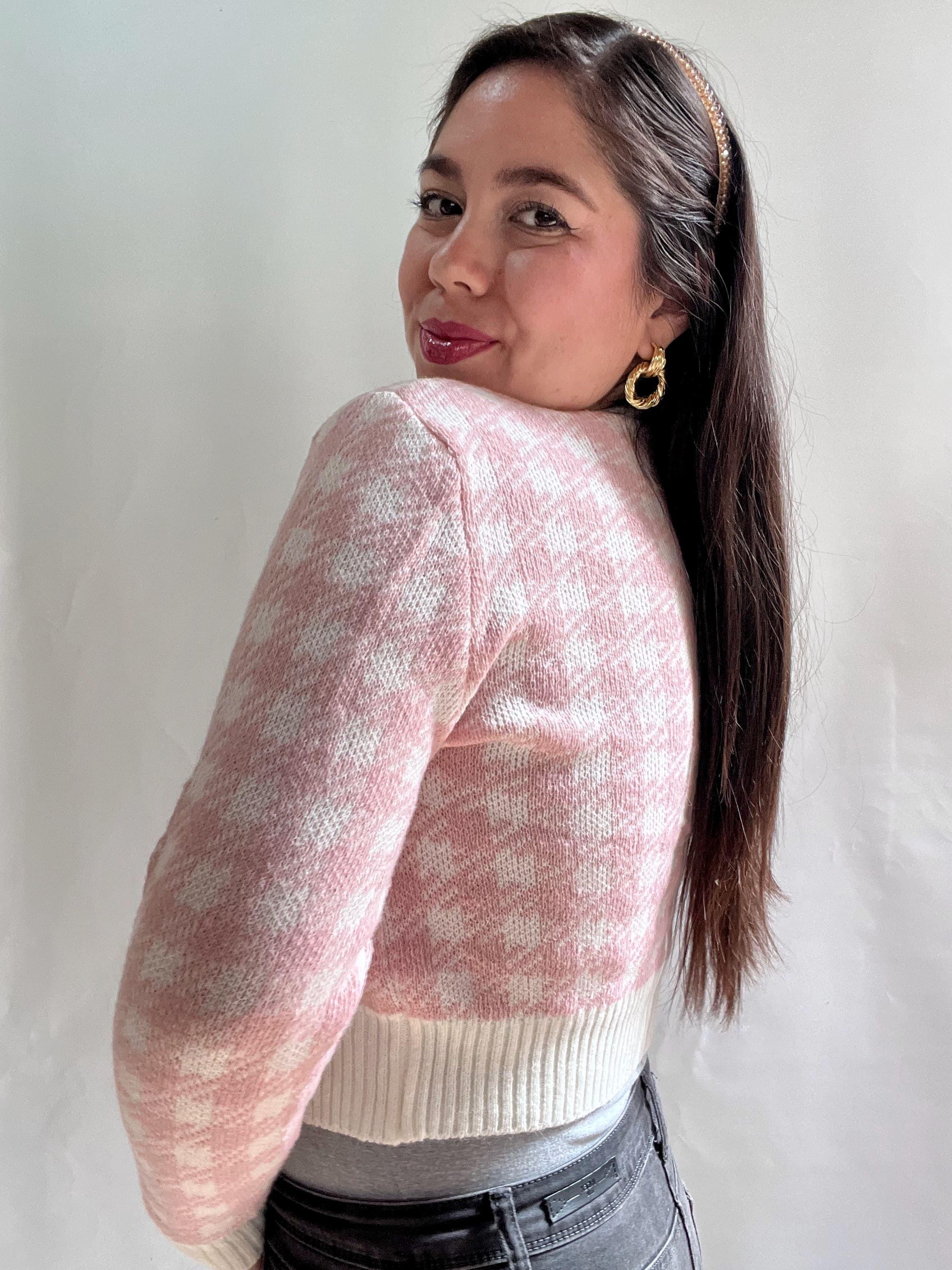 Chaleco Mujer Rosado con Diseno y Lazo Frontal Tejido-6