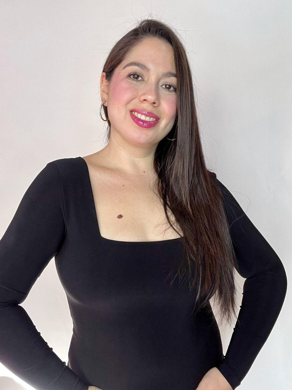 Body Mujer Doble Escote Cuadrado Manga Larga Negro-4
