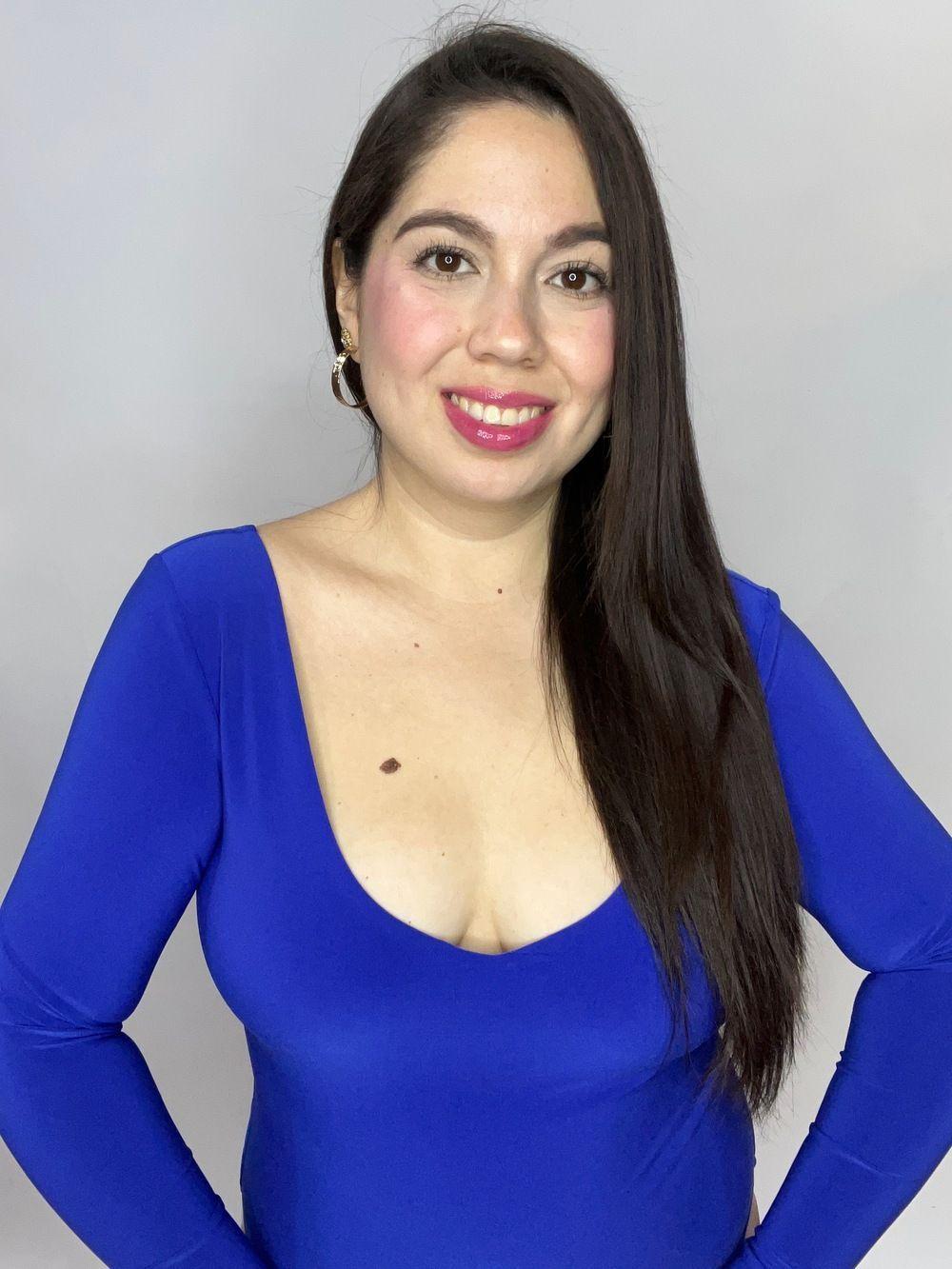 Body Mujer Doble Escote V Manga Larga Azul Rey-7