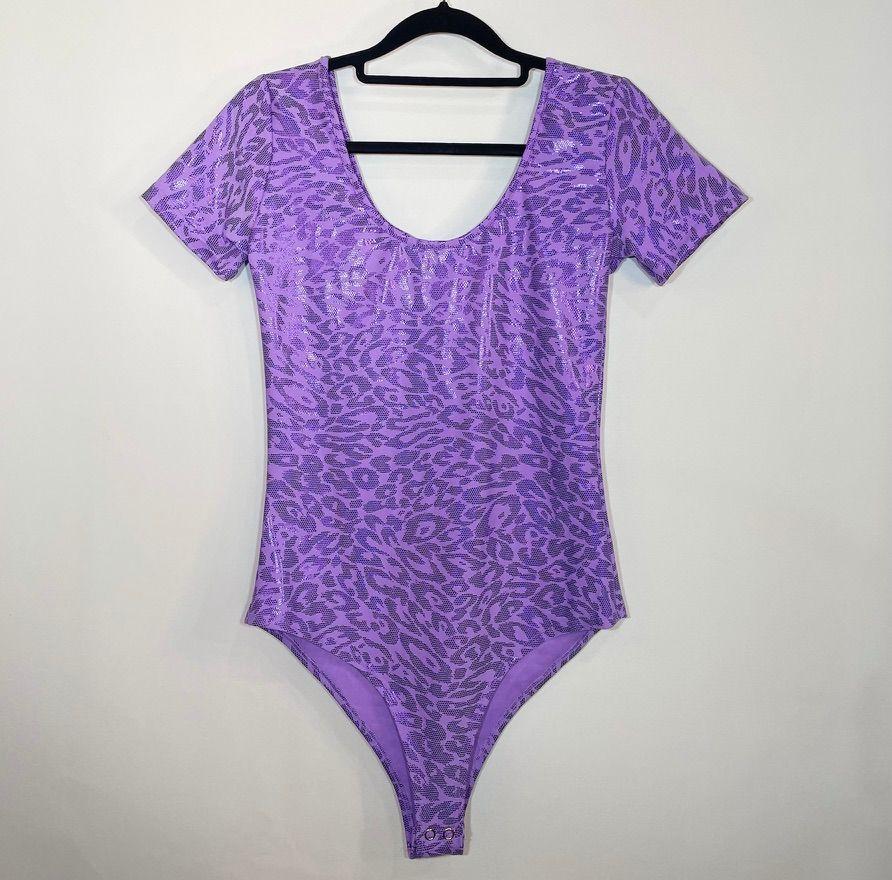 Body Mujer Manga Corta Metalizado Morado-0