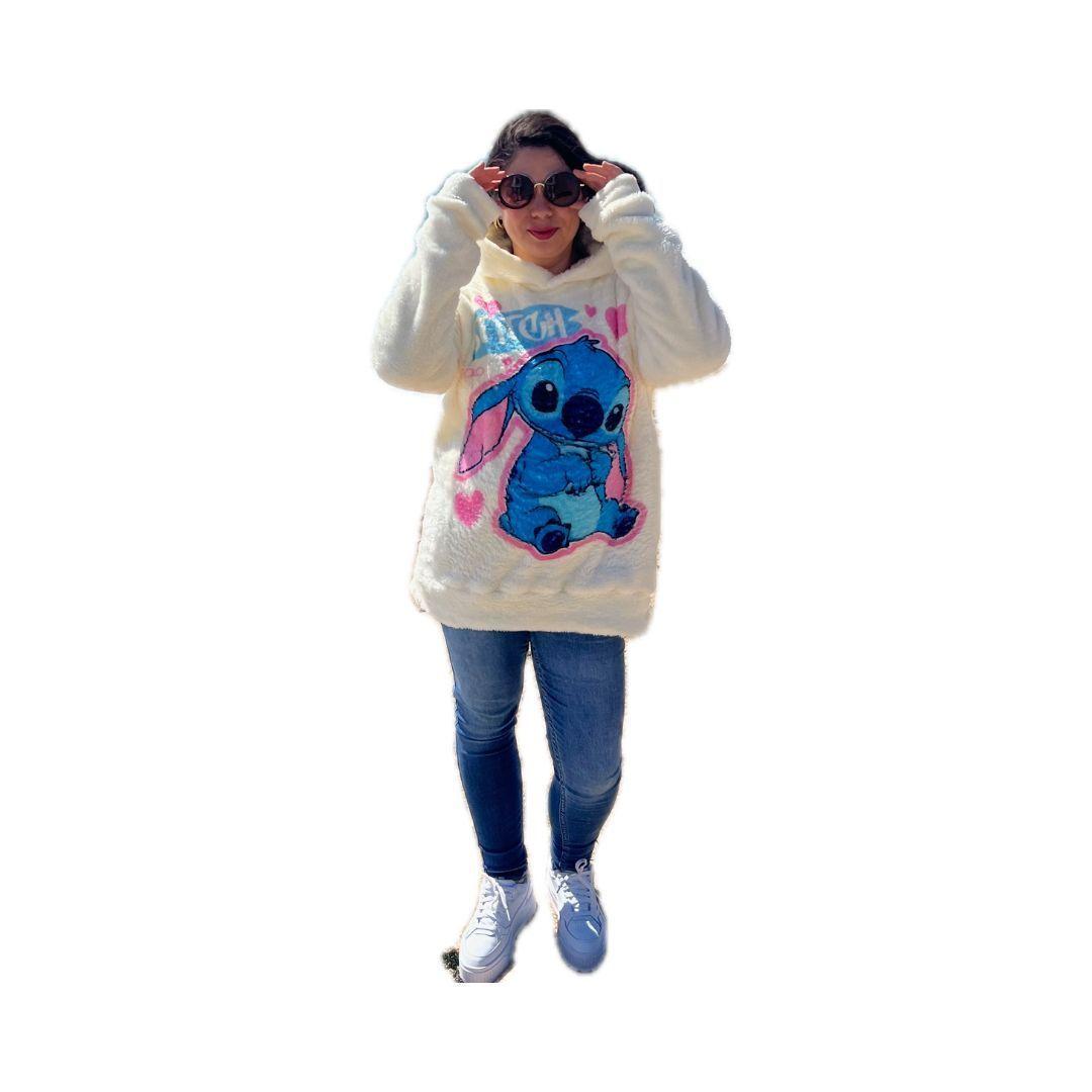 Poleron Peludo Mujer Stitch Invierno Suave Abrigado Oversize-8