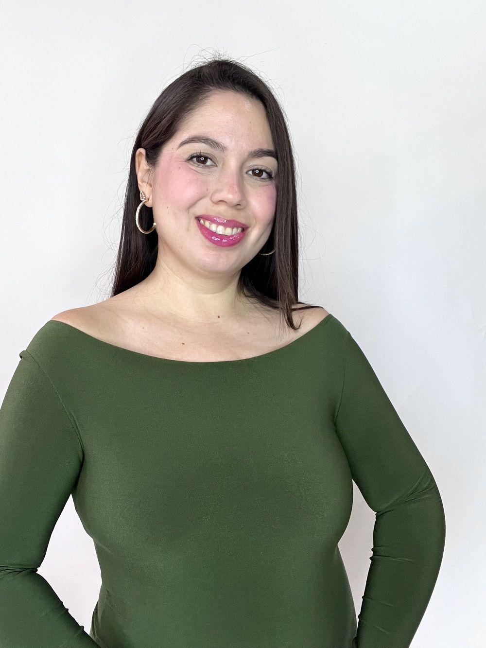 Body Mujer Cuello Ojal Manga Larga Verde Militar-2