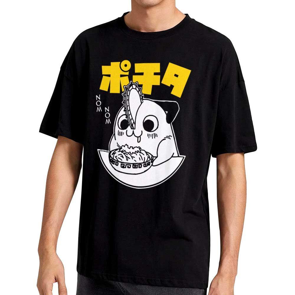 POLERA ESTAMPADA CHAINSAWMAN POCHITA COMIENDO ANIME-0
