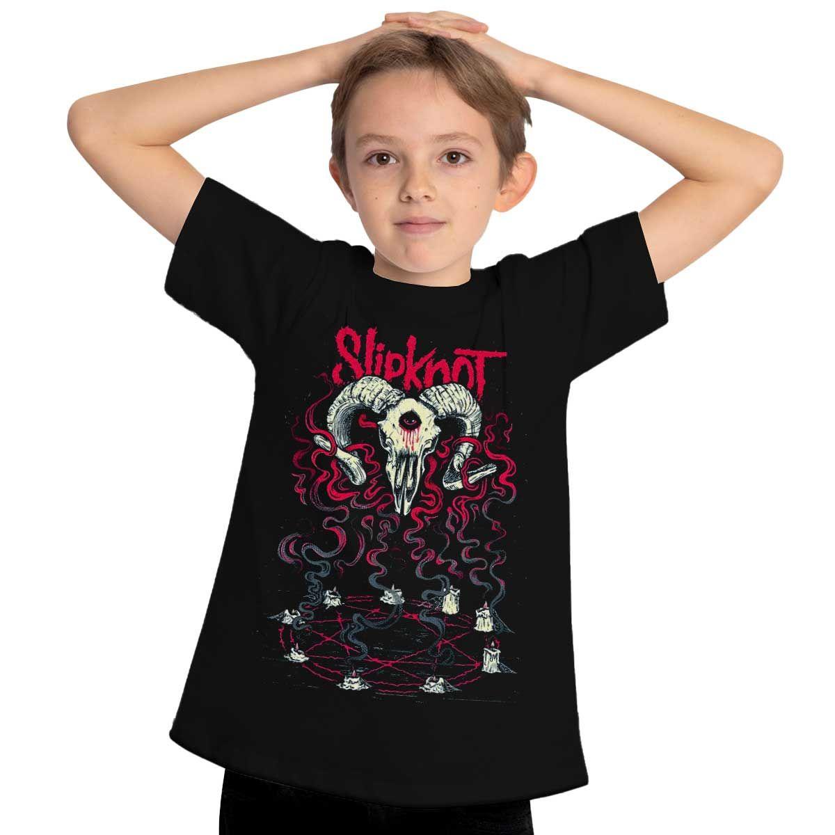 POLERA ESTAMPADA NIÑO SLIPKNOT RITUAL PENTAGRAMA-0