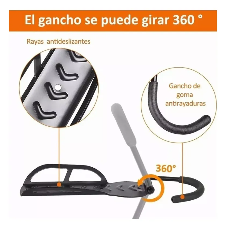 Pack 3 Porta Bicicleta Pared Gancho Para Colgar Soporte Bicicleta-4