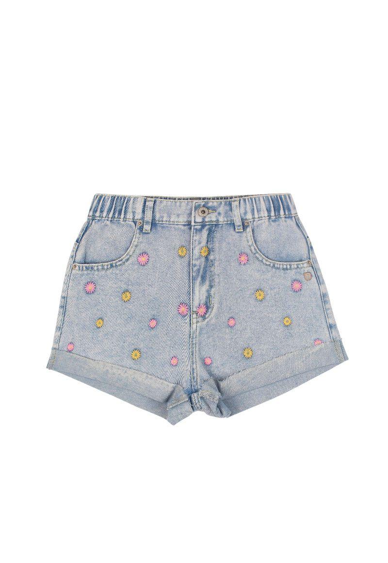 Short teens niña denim bordado free 553-0