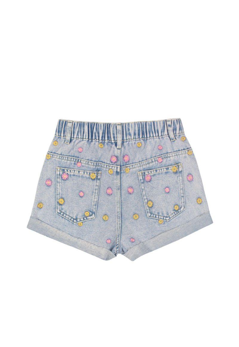 Short teens niña denim bordado free 553-1