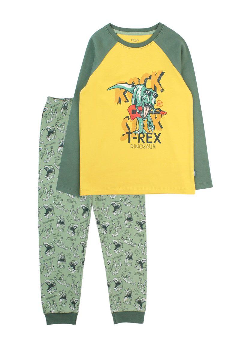 Pijama kids niño algodón m/ raglan t-rex 267b-1