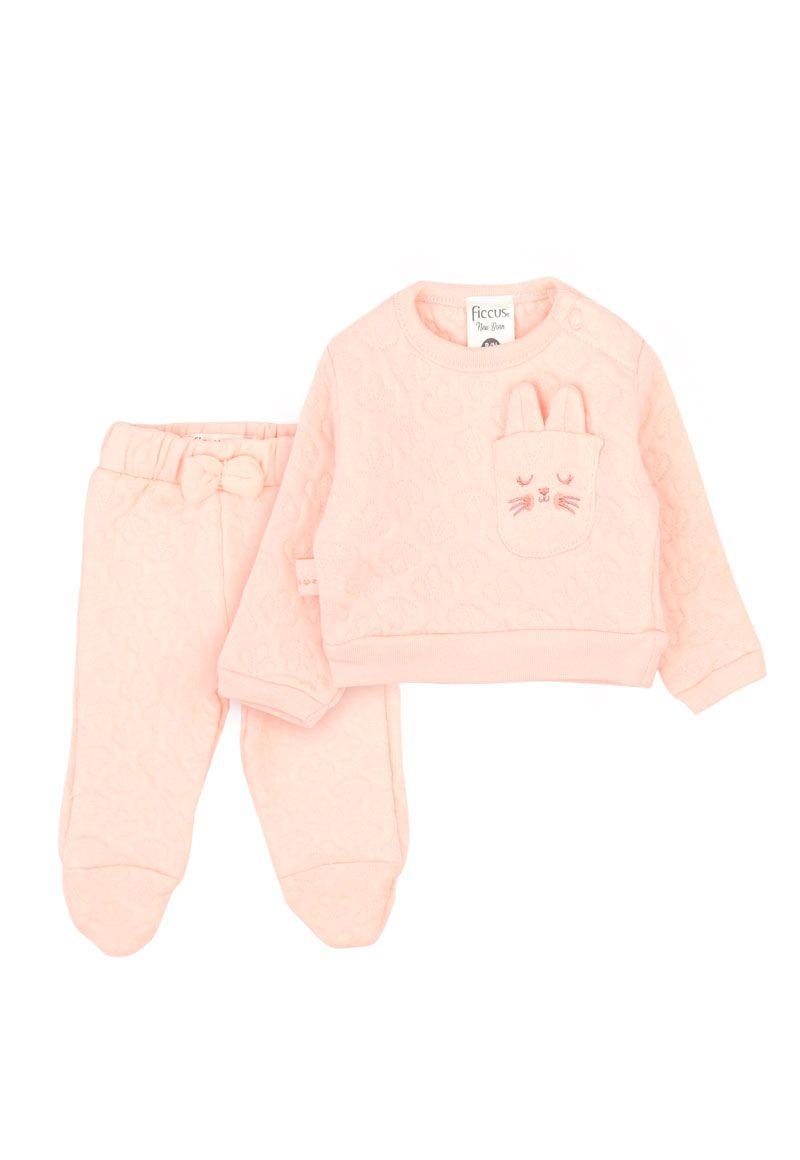 Conjunto newborn niña textura kitty 121b-0