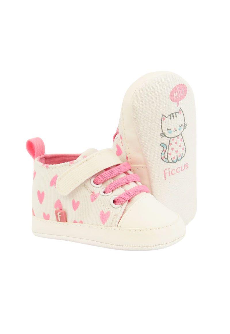 Zapatilla caña velcro elástico new born niña 800-3