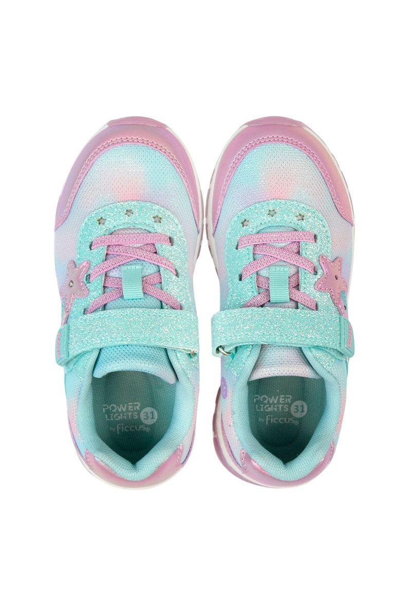 Zapatilla power ligths led velcro elástico junior niña 947-2