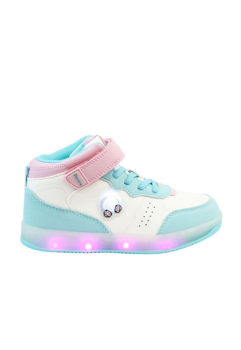 Zapatilla power ligths led caña velcro elástico junior niña 945-0