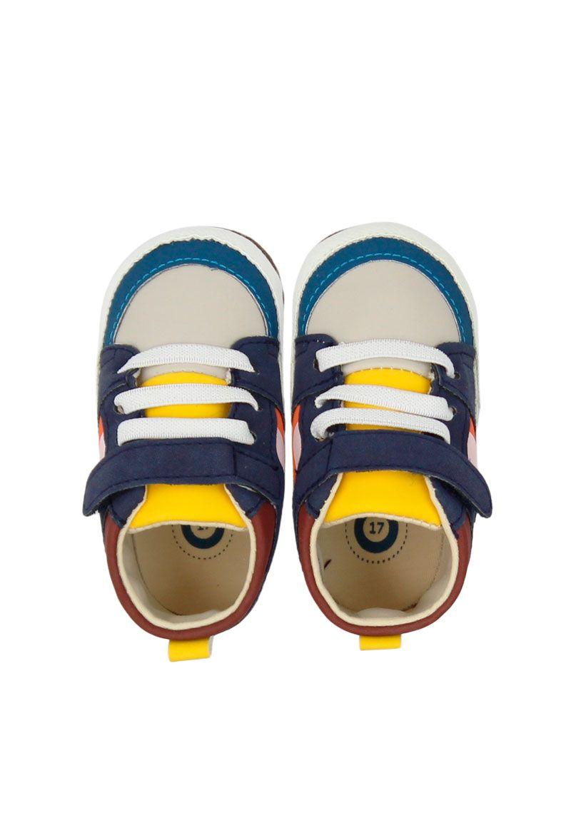 Zapatilla caña velcro elástico new born niño 807-2