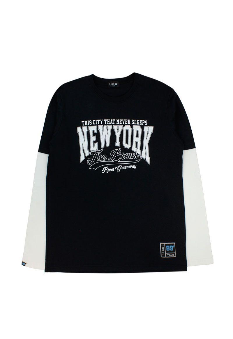 Polera teens niño doble manga academy 502b-0