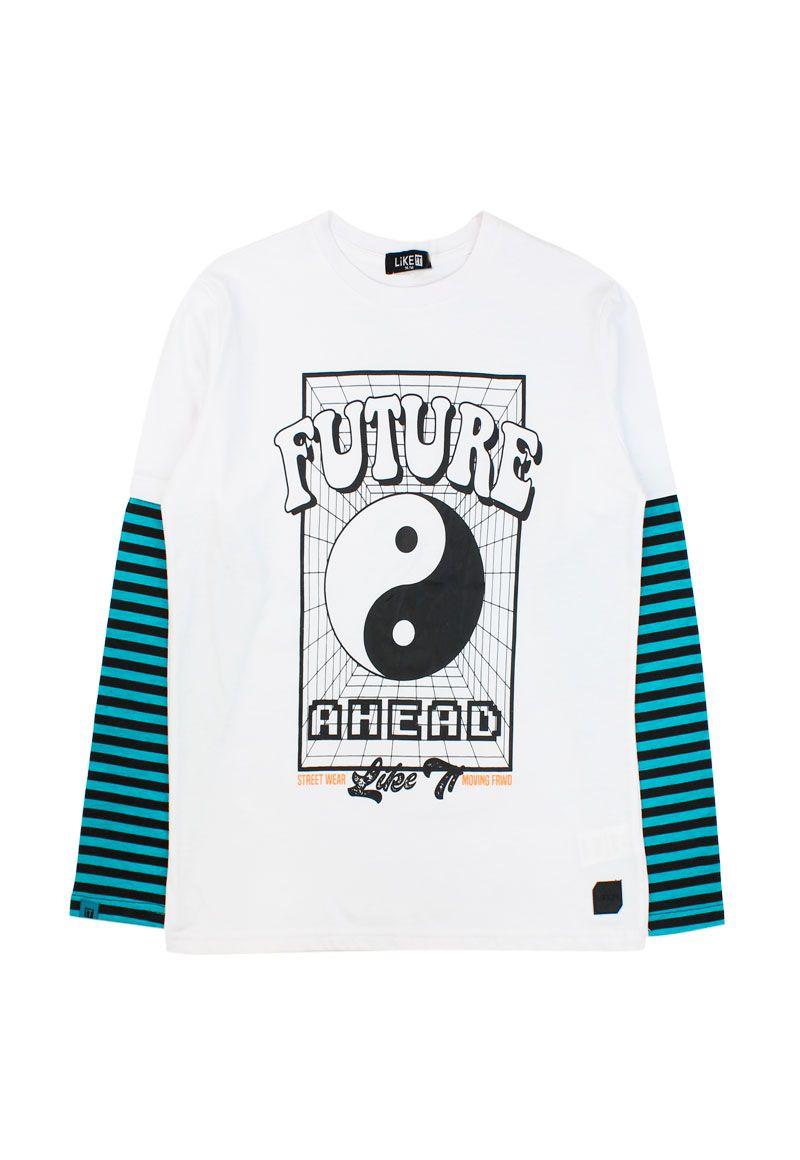 Polera teens niño m/ listada revolution 507-0