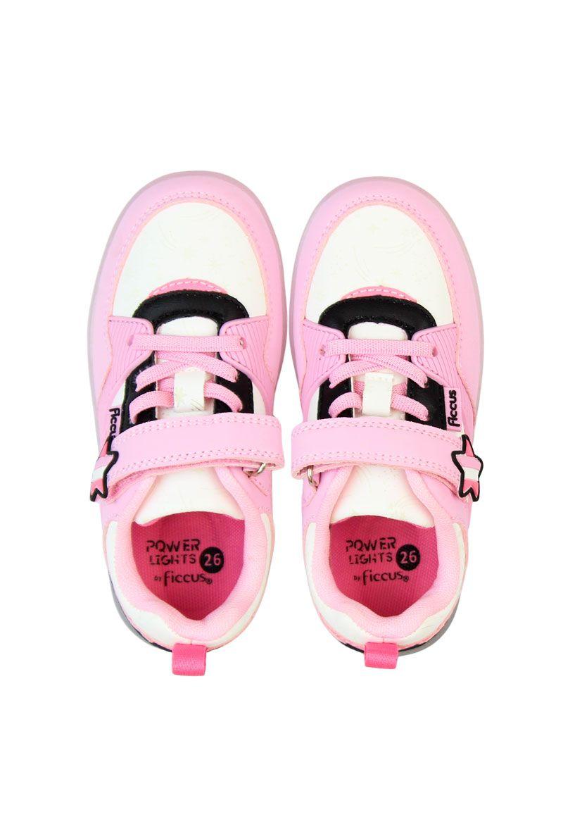 Zapatilla power ligths fluorescente velcro elástico kids niña 942-2