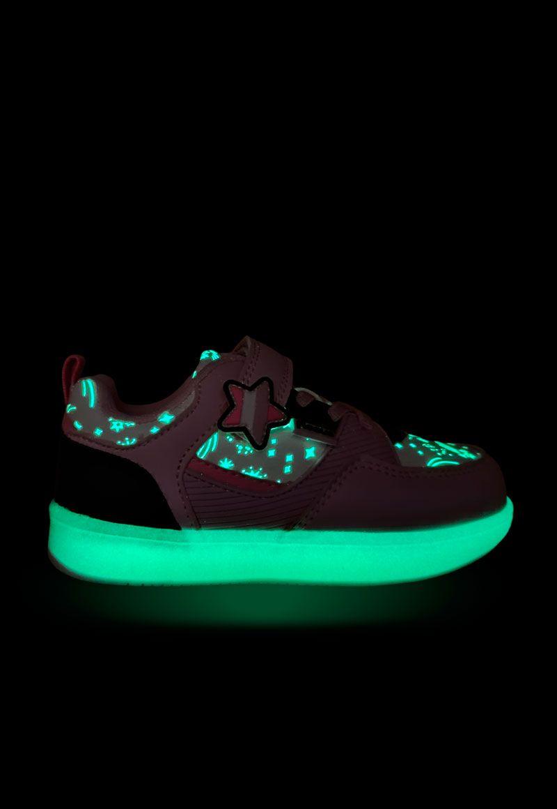 Zapatilla power ligths fluorescente velcro elástico kids niña 942-4