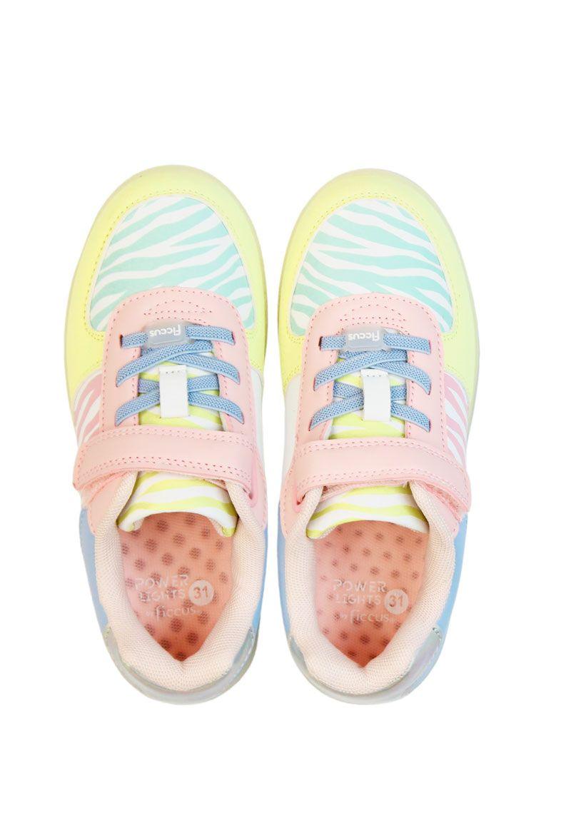 Zapatilla led  velcro elástico kids niña 942-2