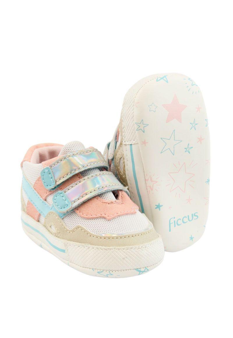 Zapatilla caña velcro elástico newborn niña 801-2