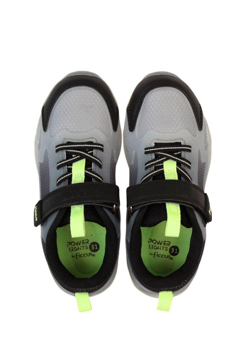 Zapatilla power ligths fluorescente velcro elástico kids niño 943-2