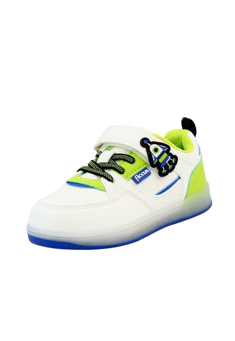 Zapatilla power ligths fluorescente velcro elástico kids niño 944-1