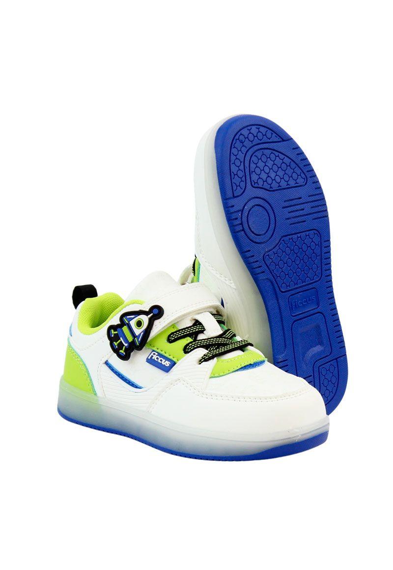 Zapatilla power ligths fluorescente velcro elástico kids niño 944-3