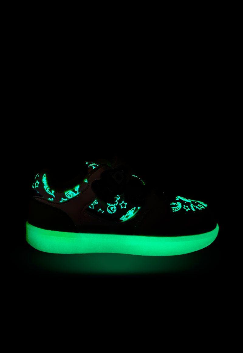 Zapatilla power ligths fluorescente velcro elástico kids niño 944-4