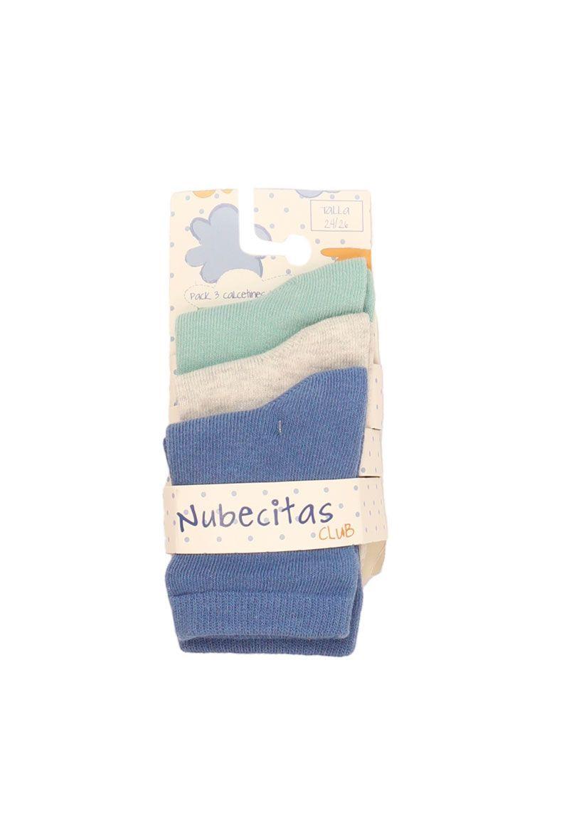 Pack 3 calcetines kids niño liso nubecitas 634m-0